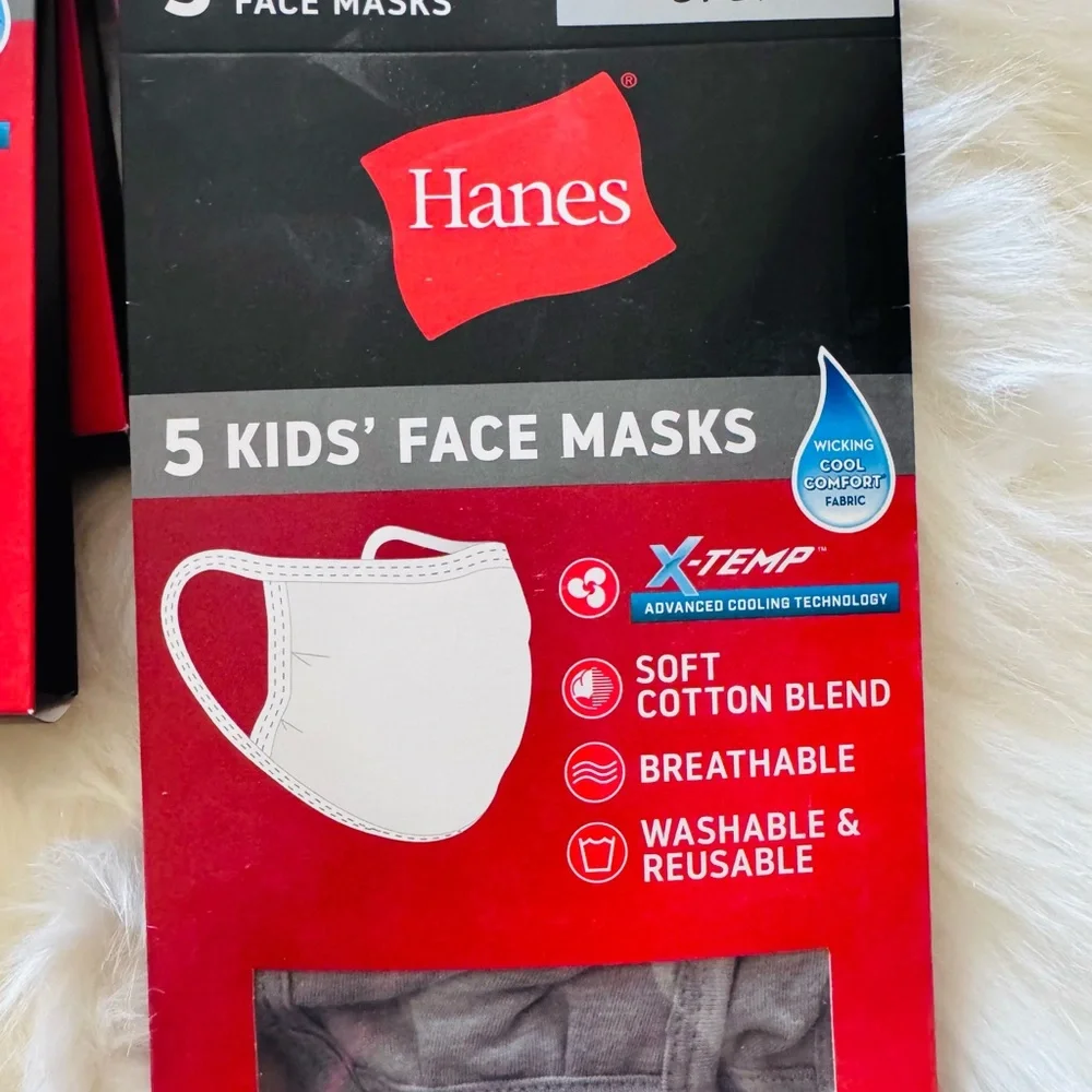 Hanes Kids' Face Masks - Gray 4 Packs NIB